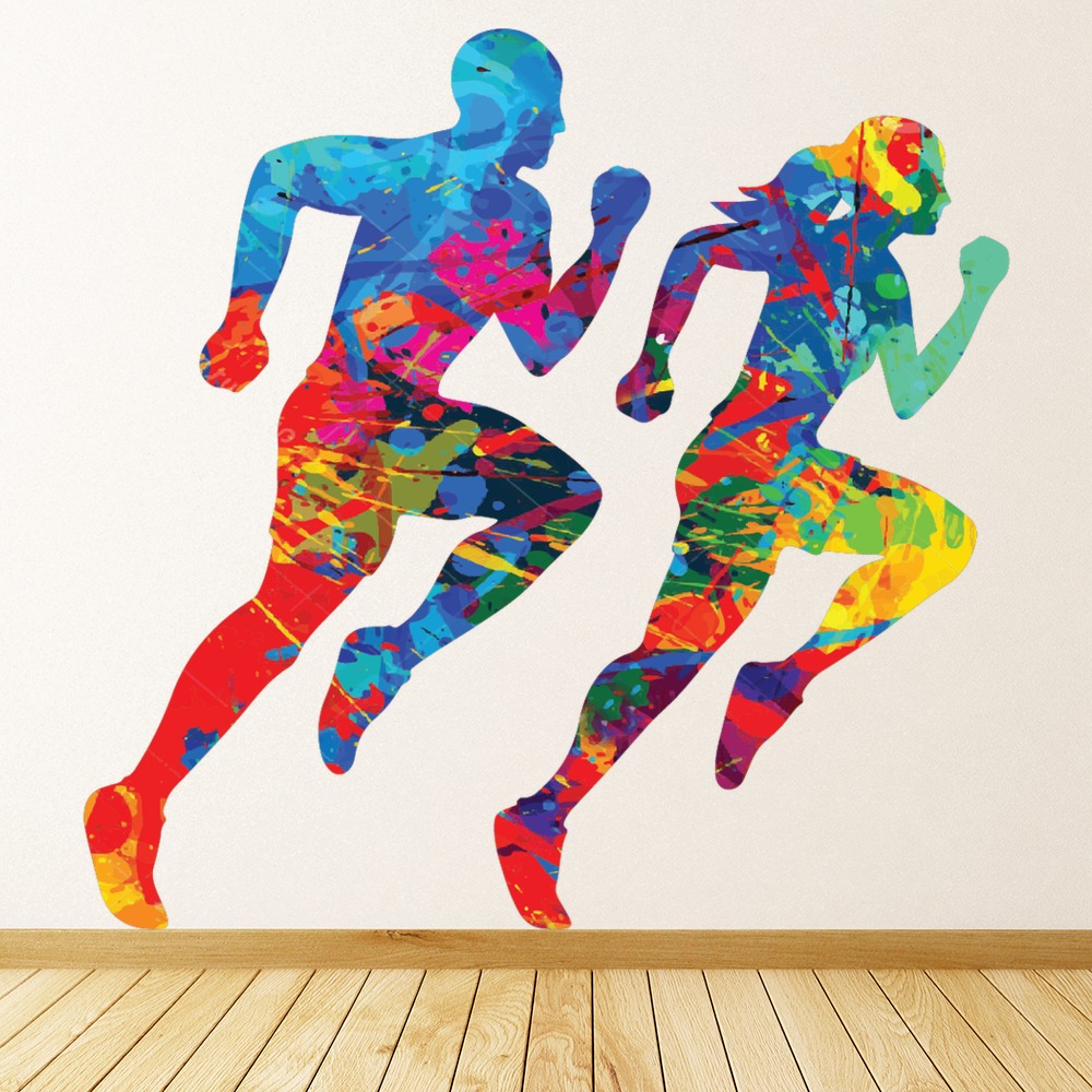 Paint Splash Runners Sports Athletics Wall Sticker | Icon Wall Stickers